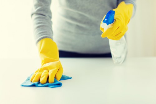 Deep cleaning a living room sofa with specialist equipment
