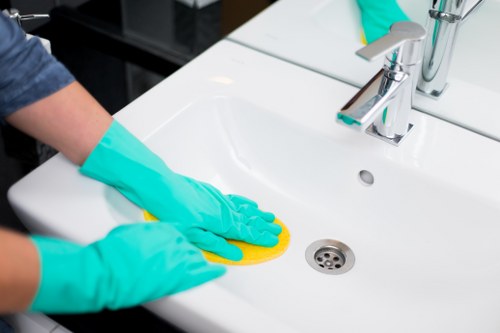 Cleaner handling approved carpet cleaning products safely